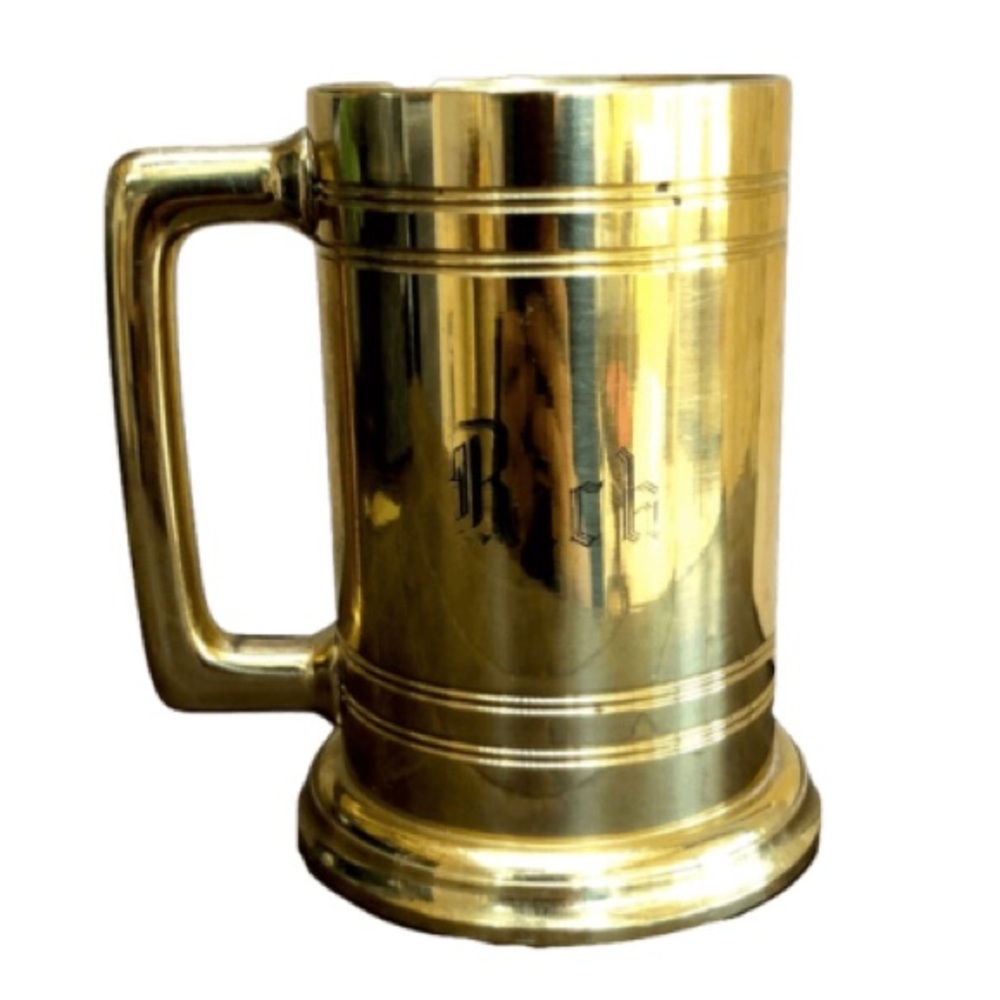 Solid Brass Heavy Mug Things Remembered Engraved With Name Rich Made In Spain